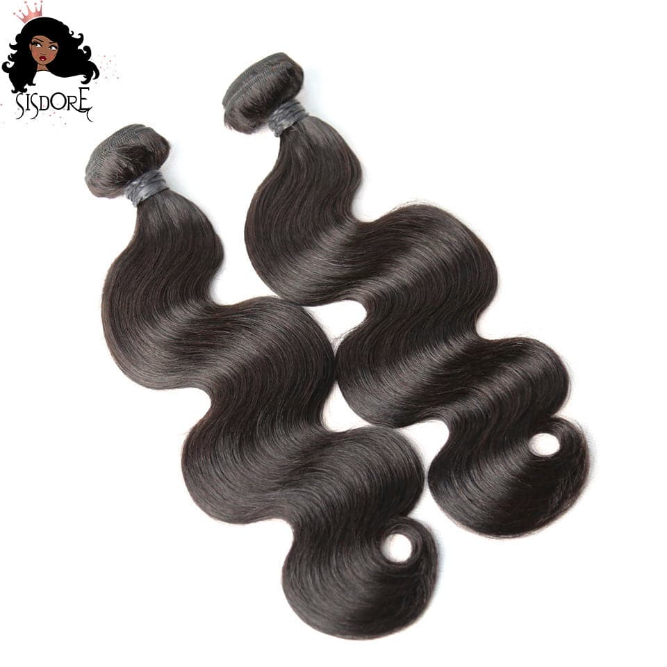 Body Wave Brazilian Hair Wefts 2 bundles Natural Black Color 