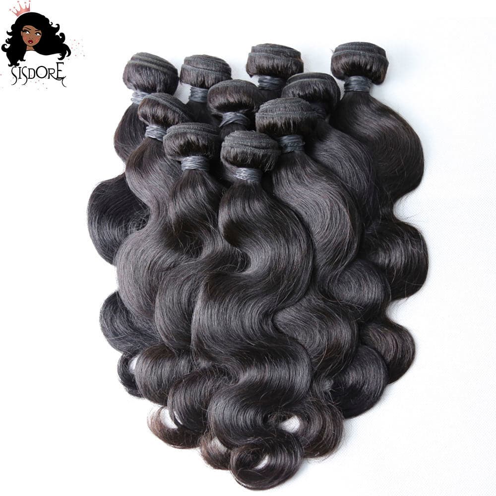 Body wave bundle deals Brazilian virgin hair weaves natural color