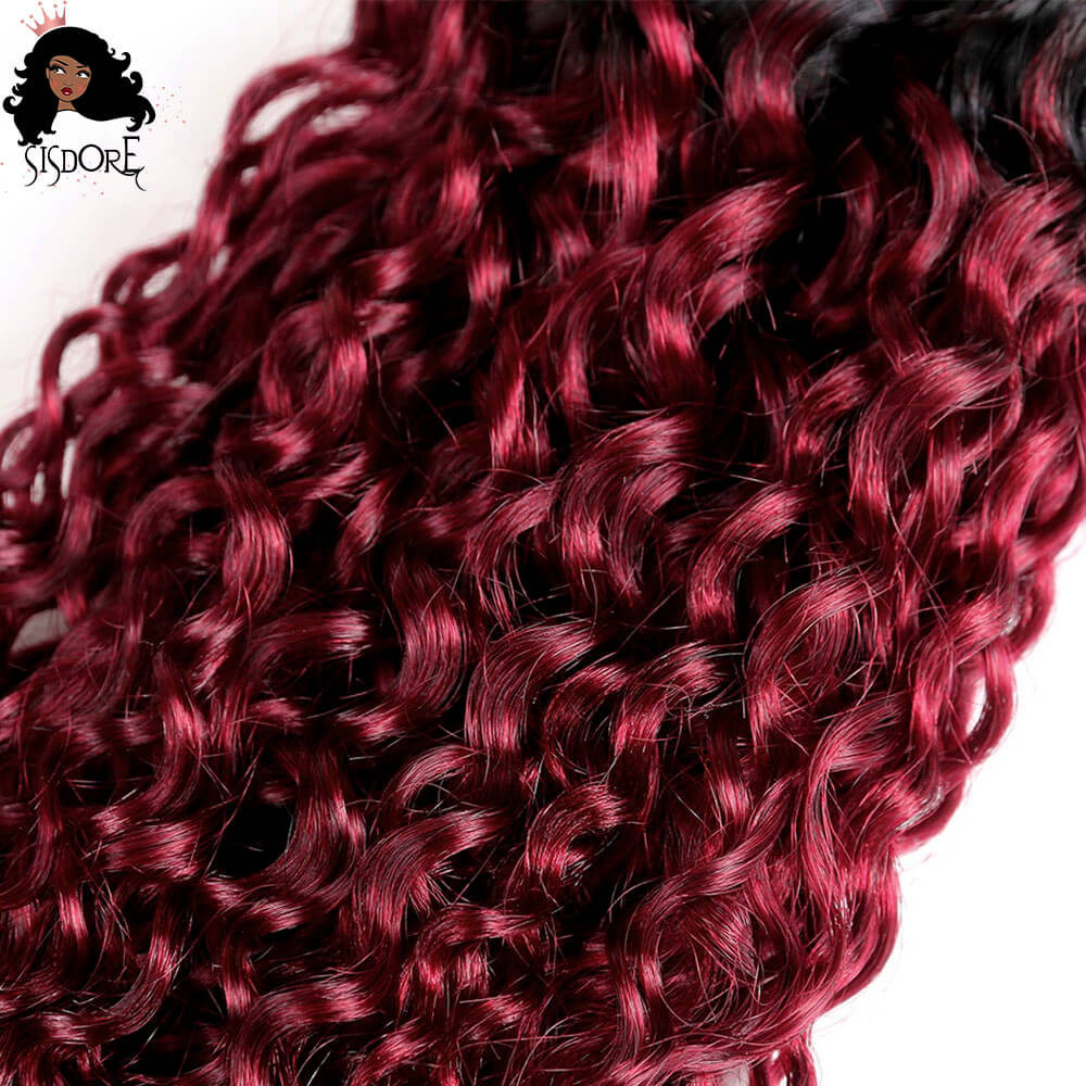 Burgundy Ombre Kinky Curly Bundles in 1B/99J 