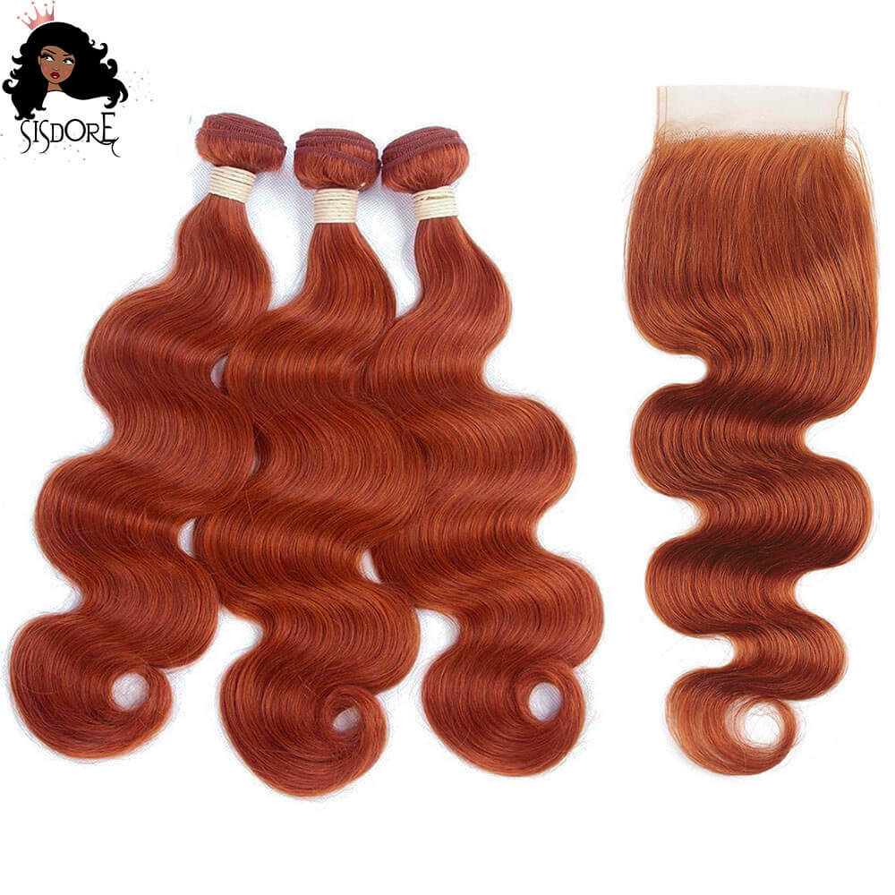 Ginger Orange Body Wave Hair Bundles and Closure