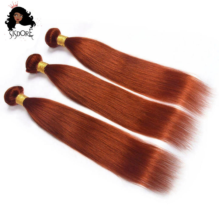Burnt Orange Ginger Straight Hair Bundles Color 350 