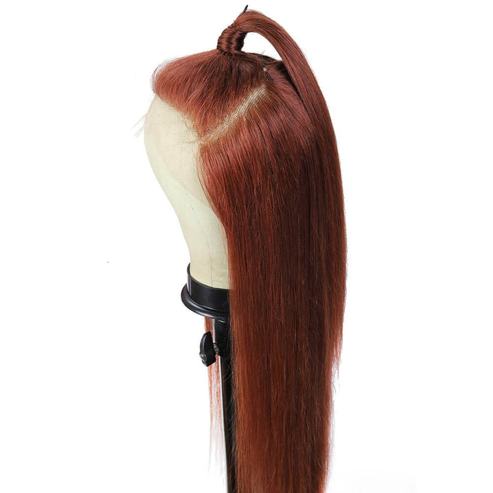 Dark Auburn Human Hair Wigs | #33 Reddish Brown Wigs