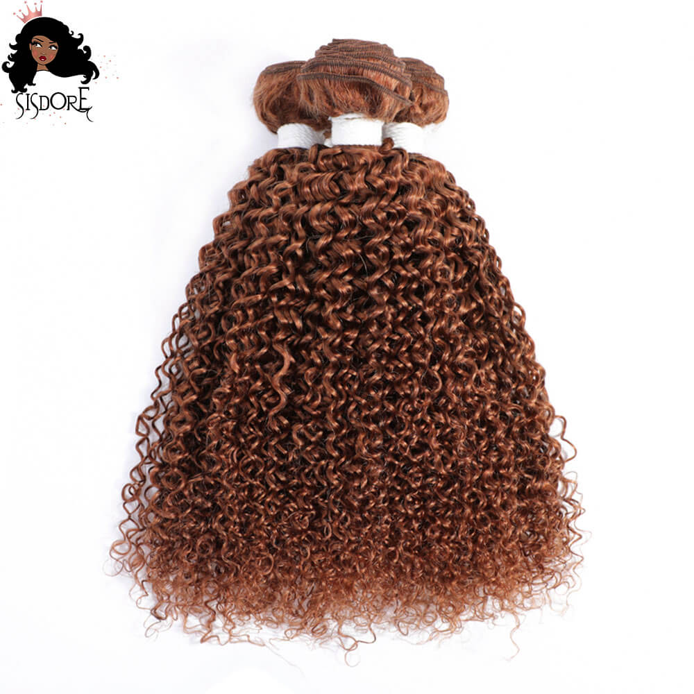 Dark auburn kinky curly hair bundles Color #33 reddish brown