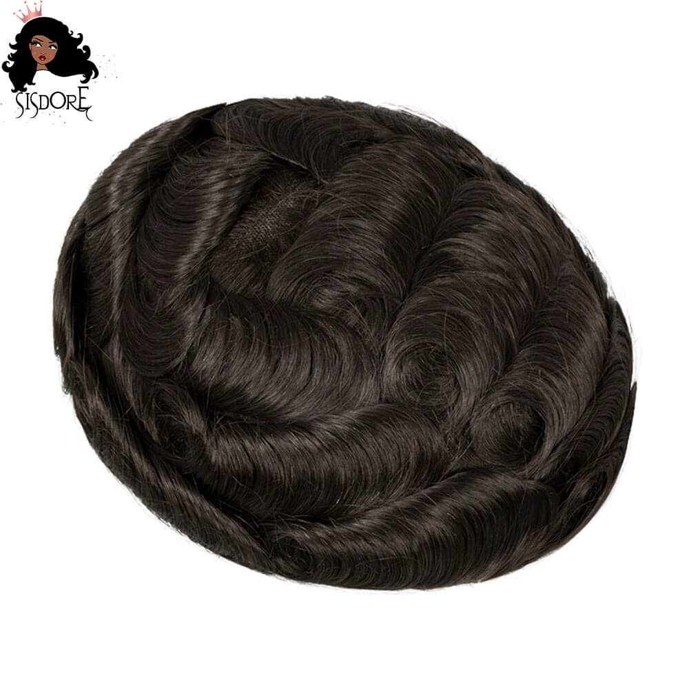 Full lace wig for men, realistic male toupee short hair