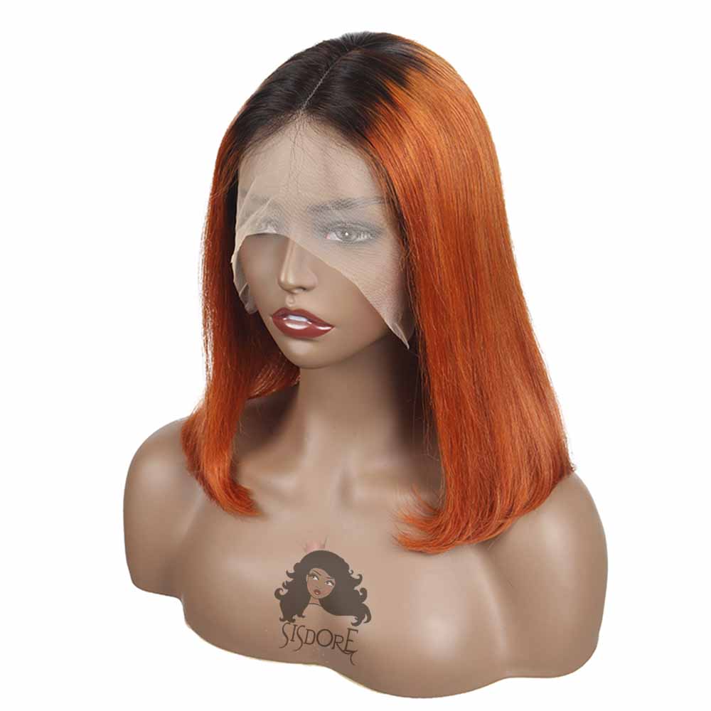 Ginger orange bob wig straight hair