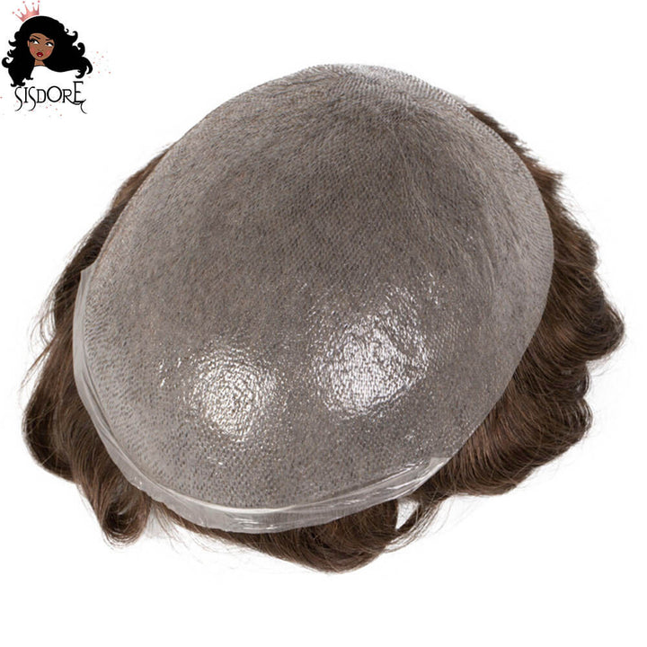 Single knotted poly hair system for men, thin skin hair replacement