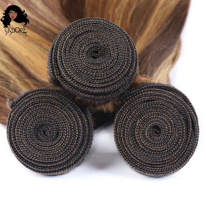 Highlight straight human hair bundles #4/27