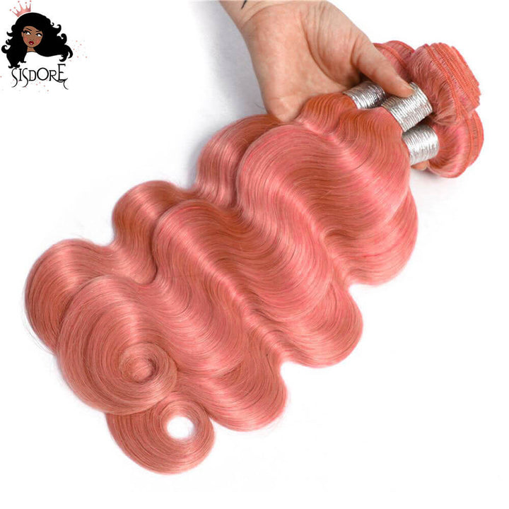 body wave pink hair bundles