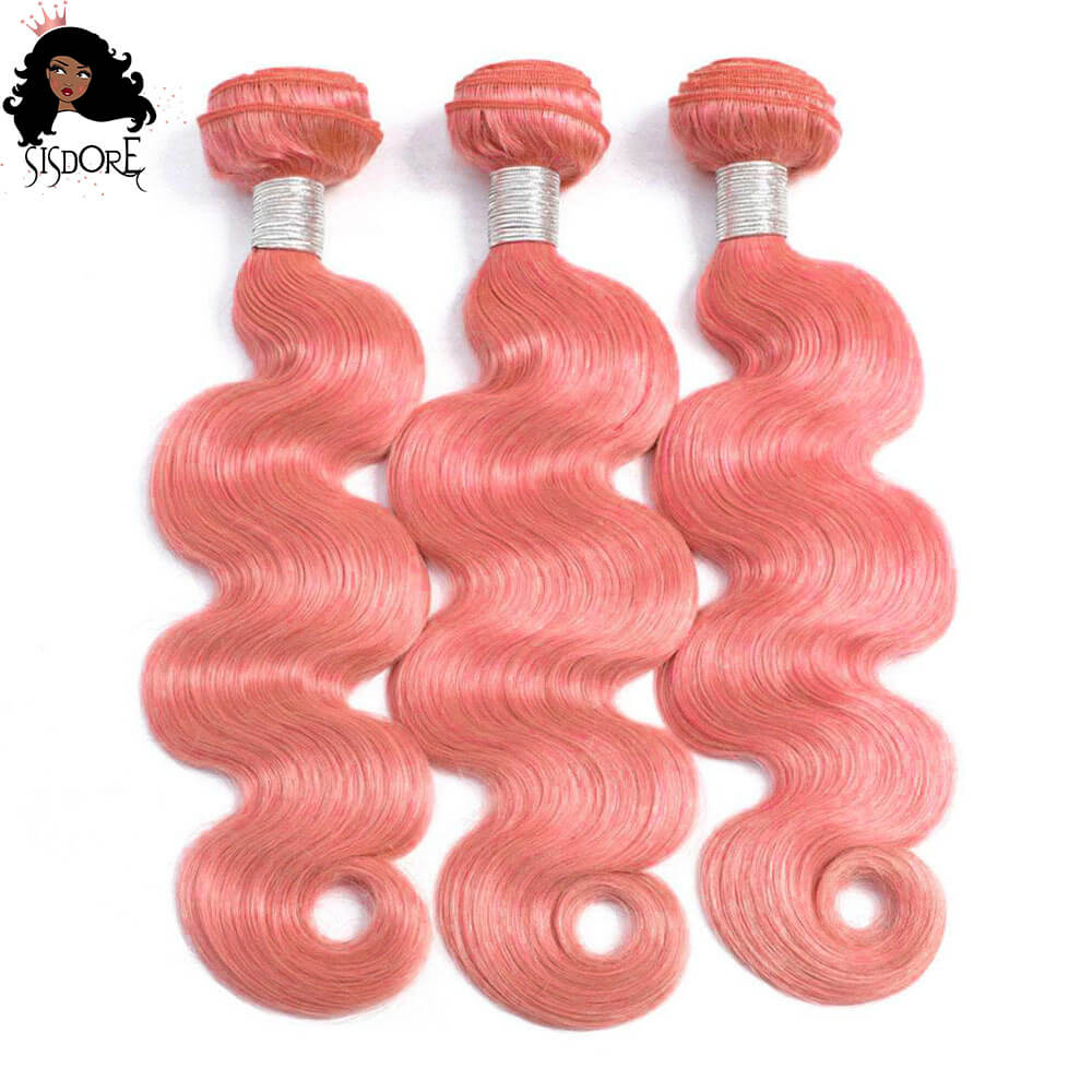 Pink hair bundles body wave