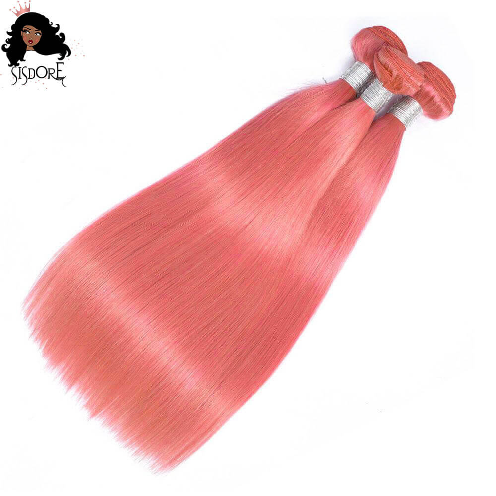 pink hair bundles straight