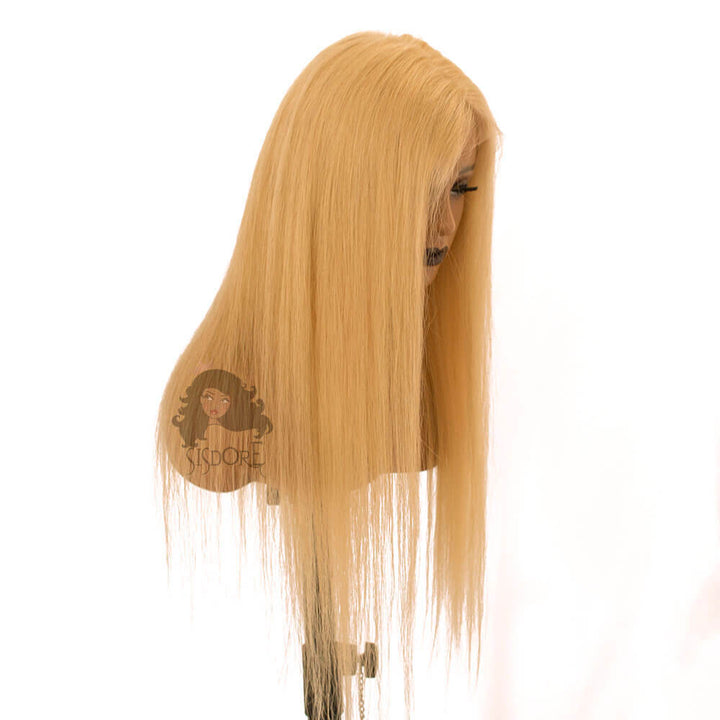 Light Ash Blonde Color #22 Straight Human Hair 13X6 Lace Front Wig 22 Inches