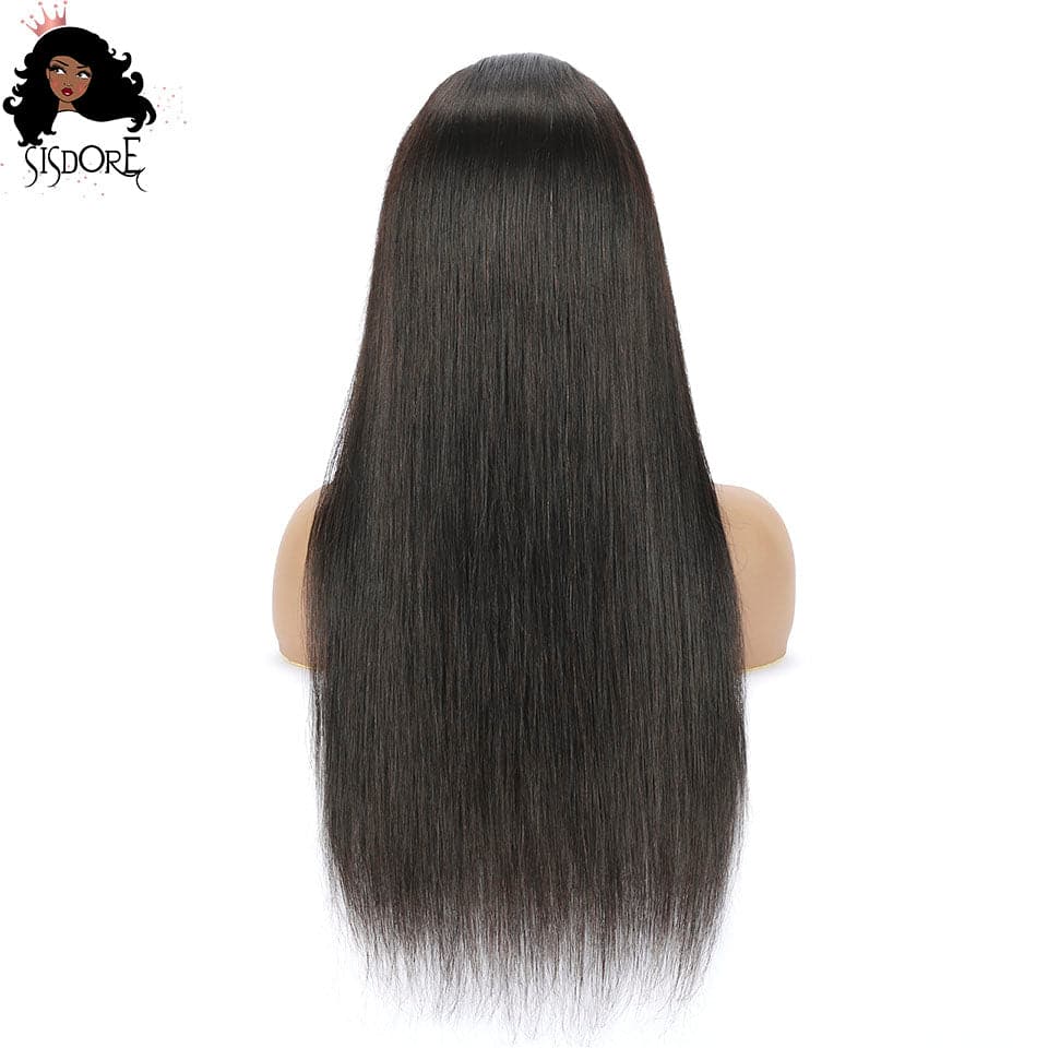 Long Straight Black Human Hair Wig, 13X4 HD Lace Front Wig