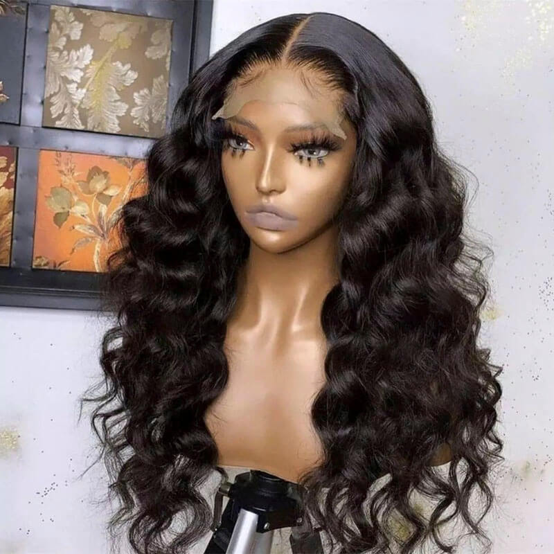 Loose wave lace front wig in natural black
