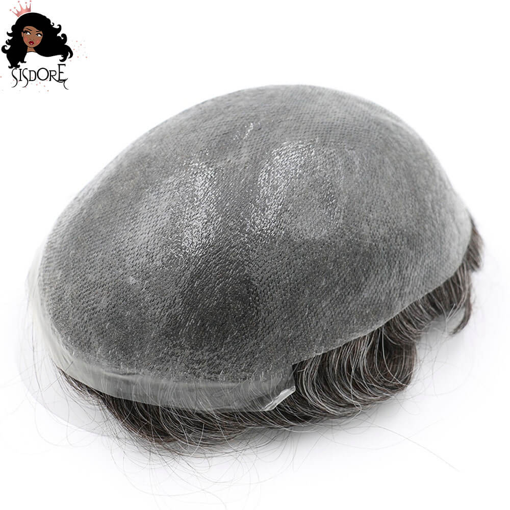 Men’s hair replacement system with V Looped thin skin toupee