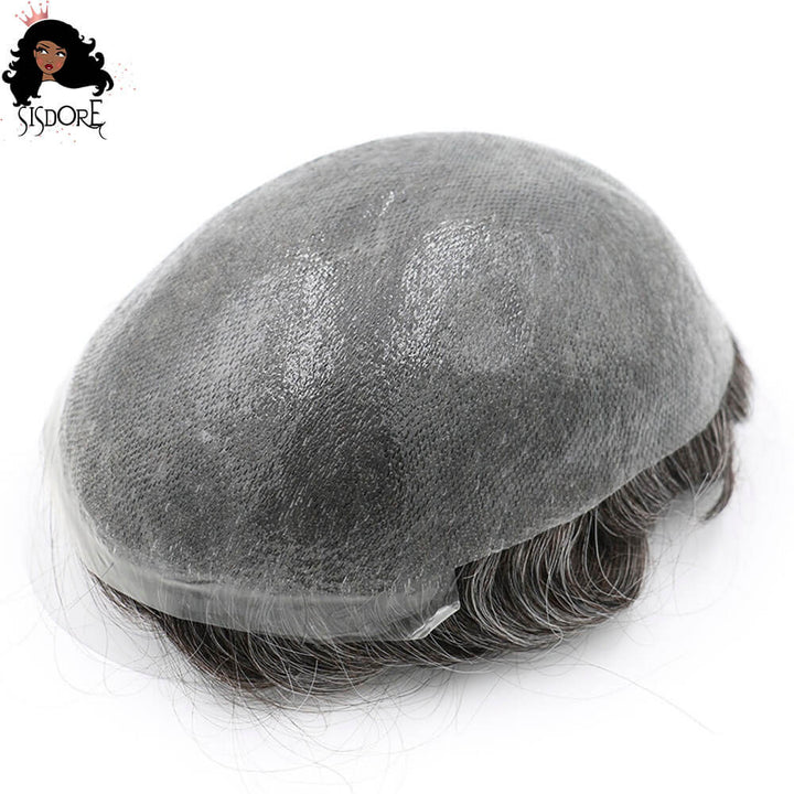 Men’s hair replacement system with V Looped thin skin toupee