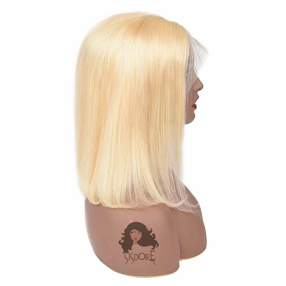 Natural Look Blonde Bob Wig with Short Straight Hair and HD Lace