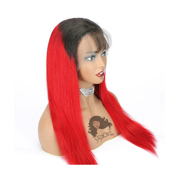 Ombre Red Wig with Transparent Lace and Baby Hair