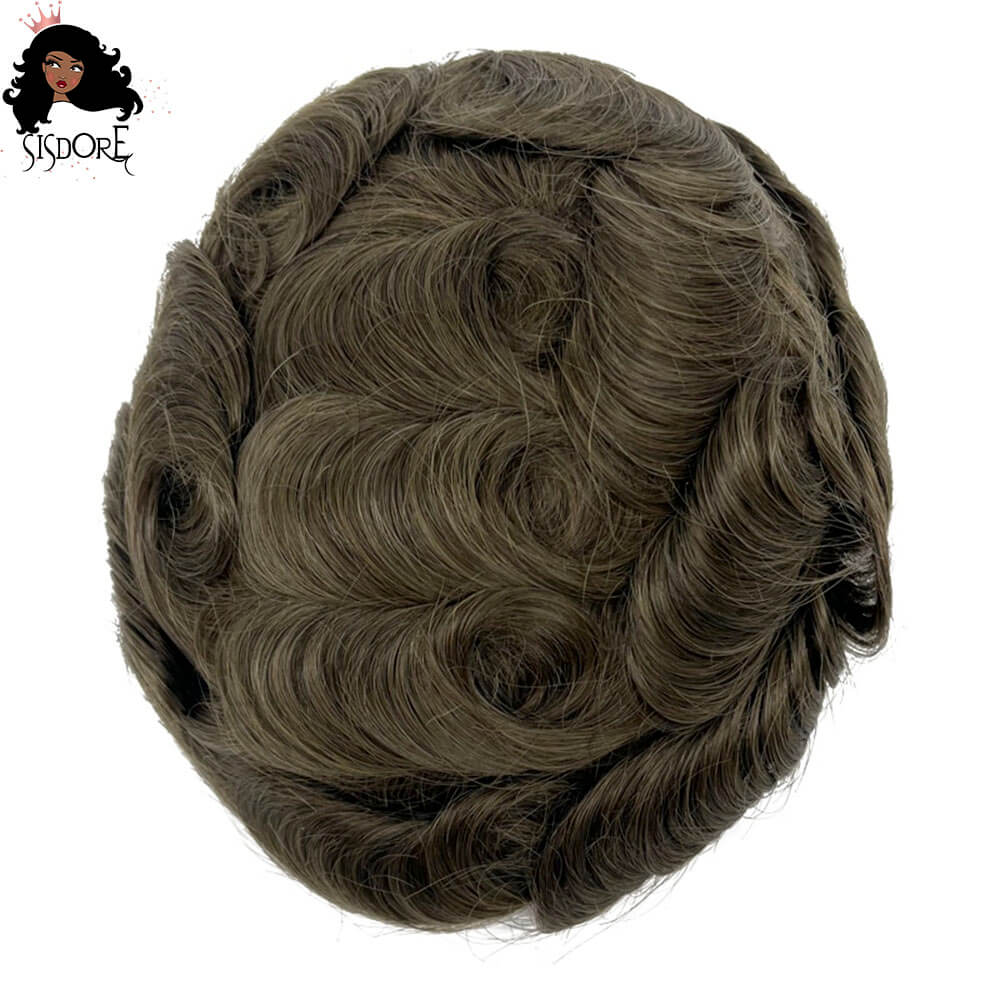 Q6 lace with PU men’s hair replacement system, realistic male toupee