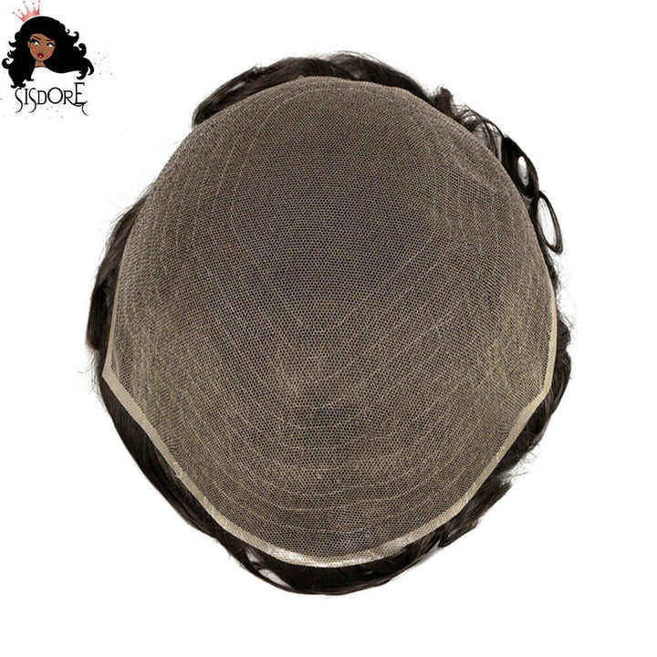 Realistic full lace wig for men, hair replacement system