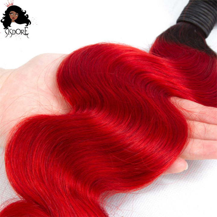 Red Ombre Body Wave Hair Bundles