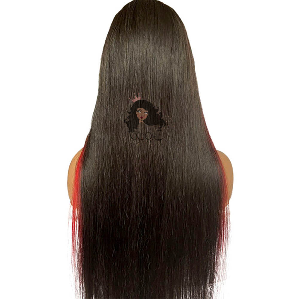 Red Skunk Stripe Straight Wig