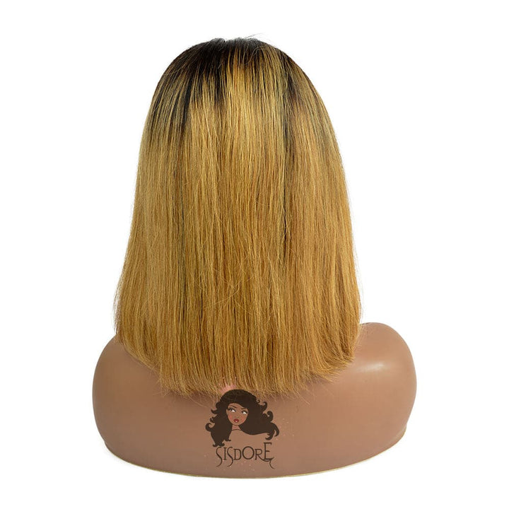 Short Blonde Ombre Bob Wig 12 inch Straight