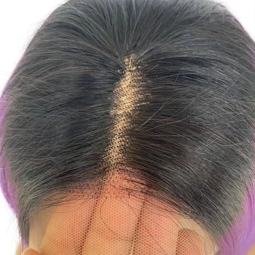 Short Purple Ombre Colored Bob Wig Straight Human Hair