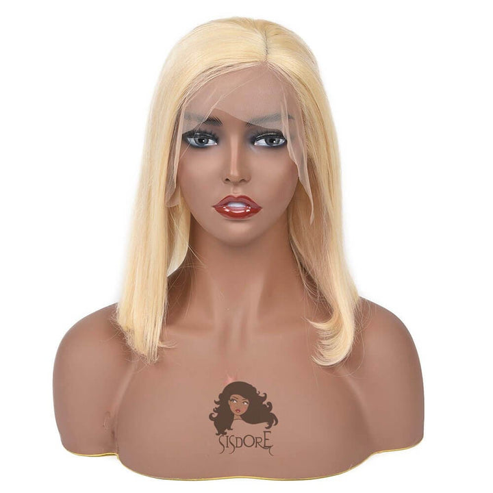 Short Straight Blonde Hair Wig with HD Lace Front in #613