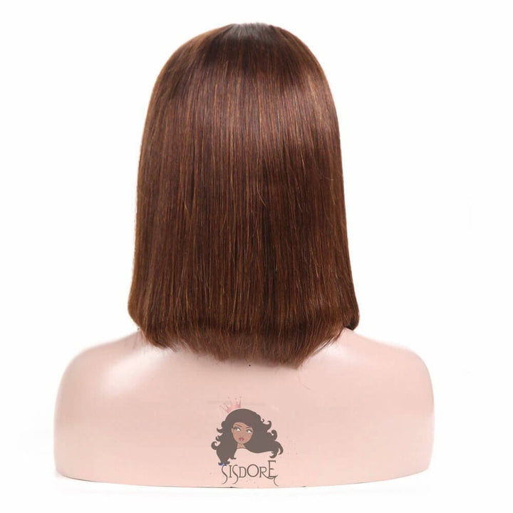 Short straight brown hair wig
