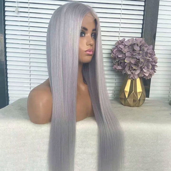 silver gray human hair wig for women