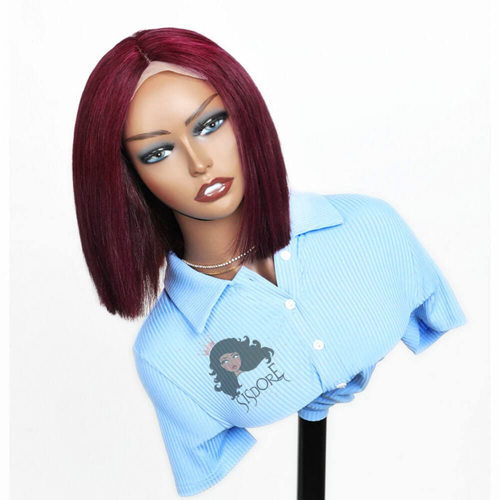 99j burgundy wine colored human hair short bob wigs 