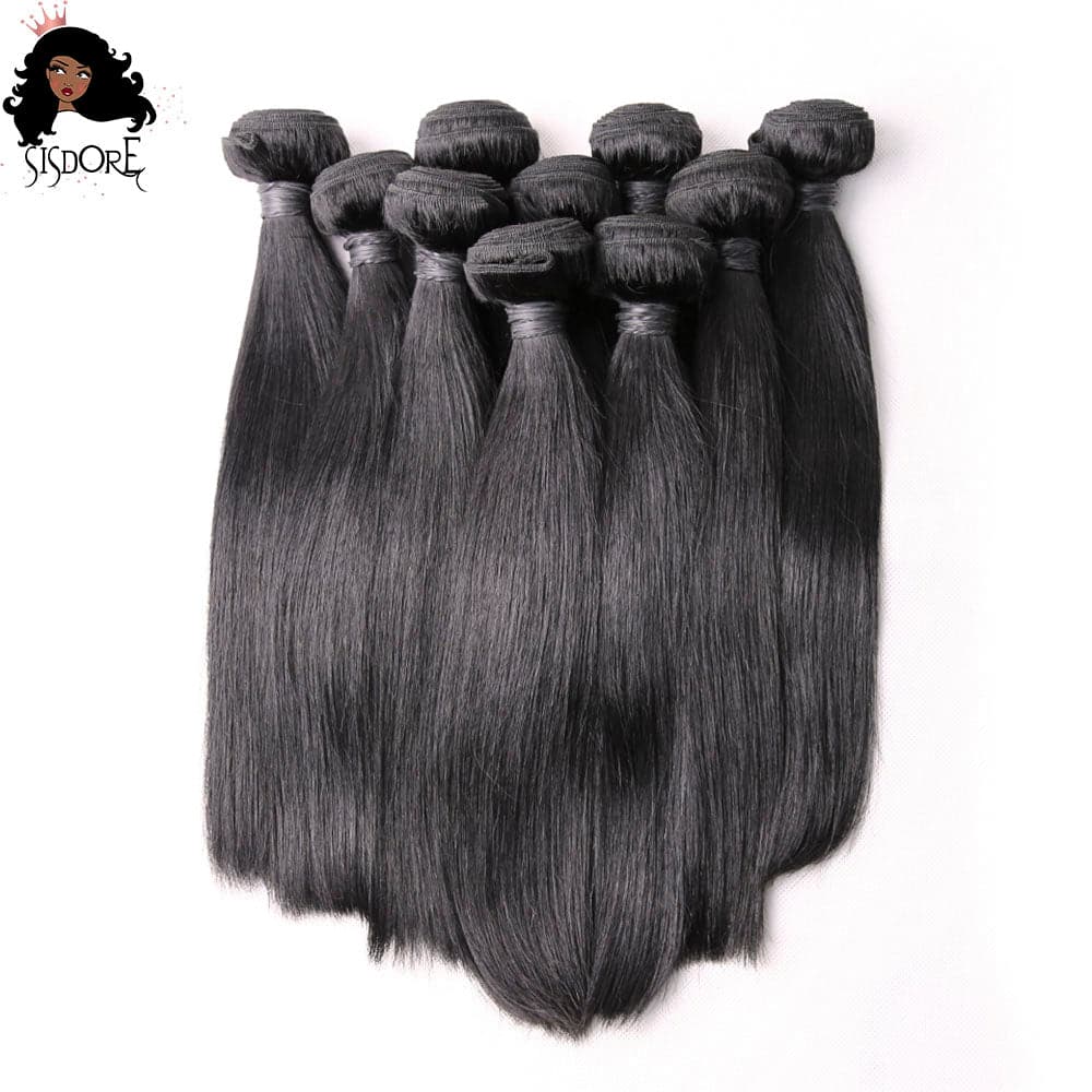 Straight Human Hair Weaves Natural Black Color 10 Bundles Deal