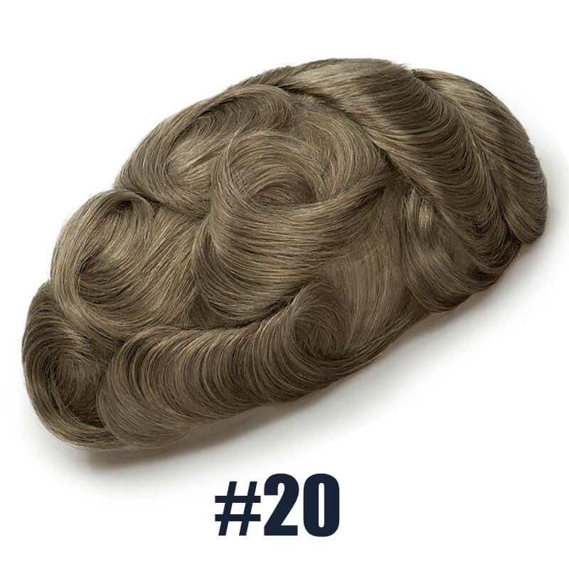 Light Ash Blonde Hair Color 20 Toupee For Men V-Loop Thin Skin Wig Short Hair Replacement System