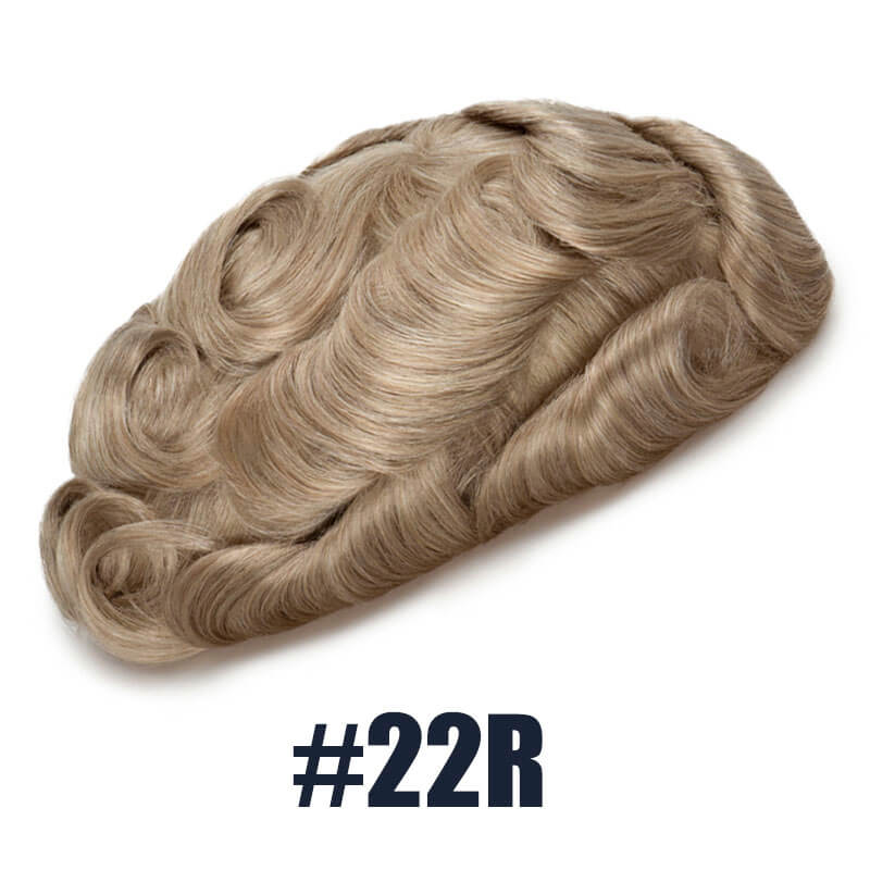 Beige Blonde Hair Color 22R Toupee For Men V-Loop Thin Skin Wig Short Hair Replacement System