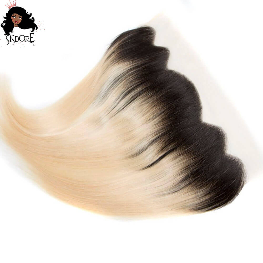 blonde with black roots two tone ombre hair lace frontal 13x4 1b 613 
