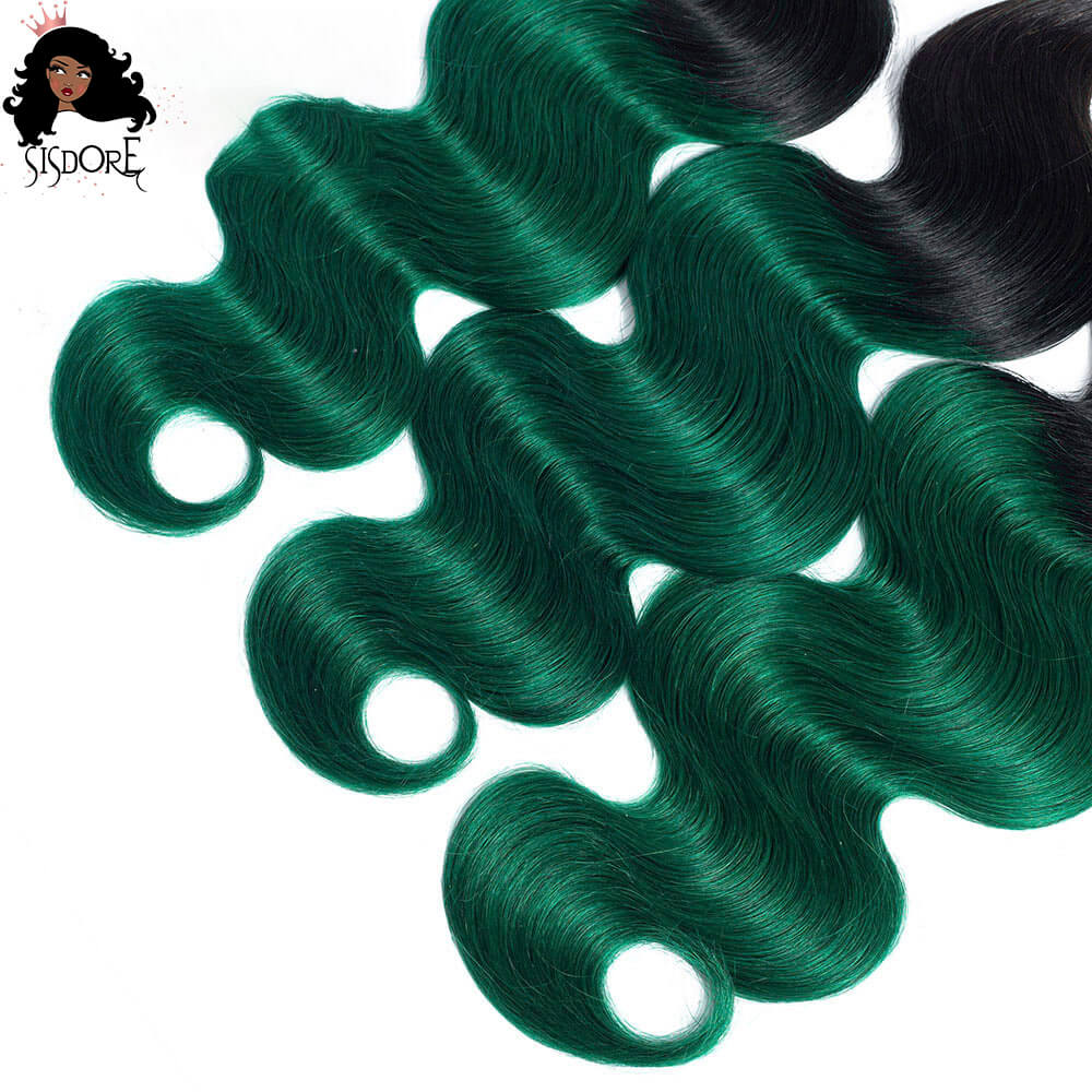 emerald green with black roots two tone ombre hair weaves