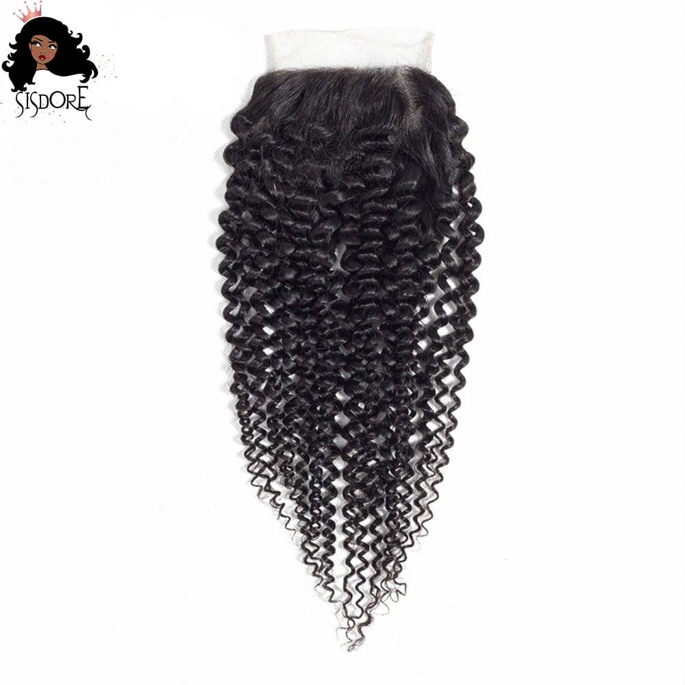 kinky curly human hair 4x4 lace closure