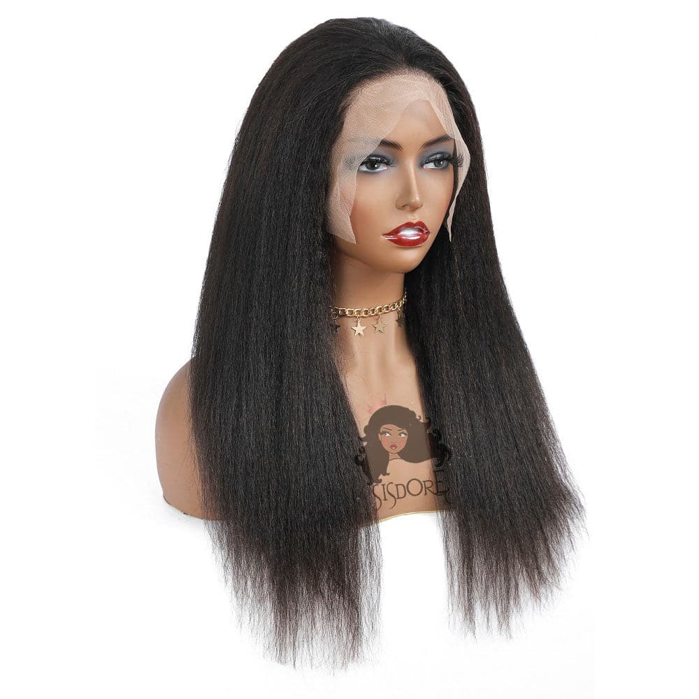 kinky straight hair HD lace front wigs