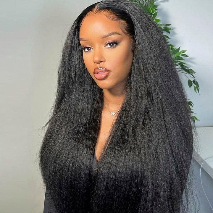 kinky straight human hair HD lace front wigs