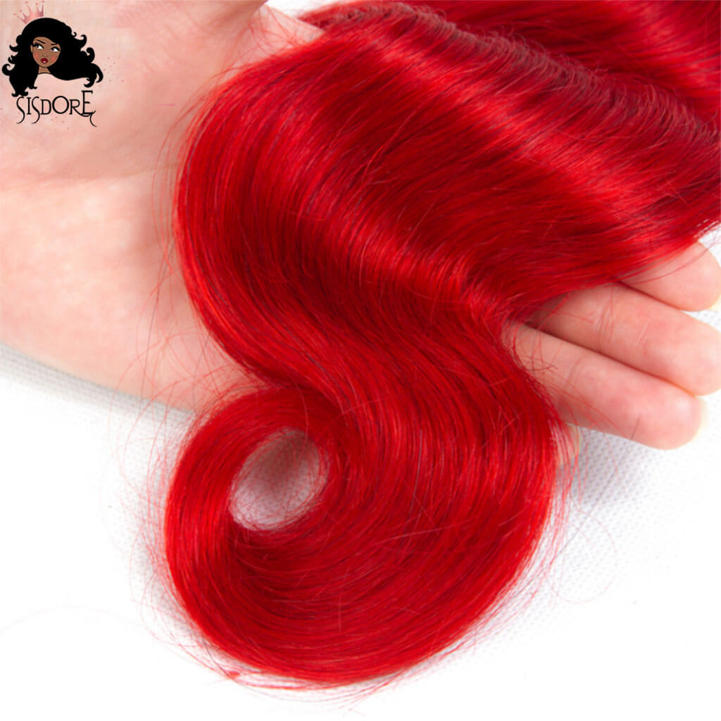 ombre red bundles body wave