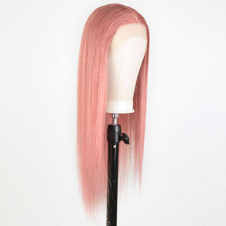 Pink Wigs With Bown Roots Pink Ombre Hair Lace Front Wigs