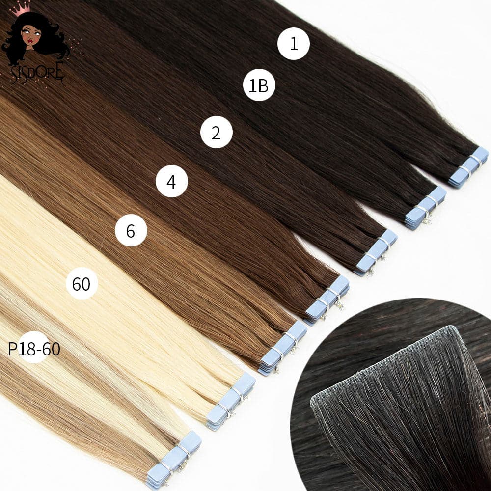 seamless tape in human hair extensions straight