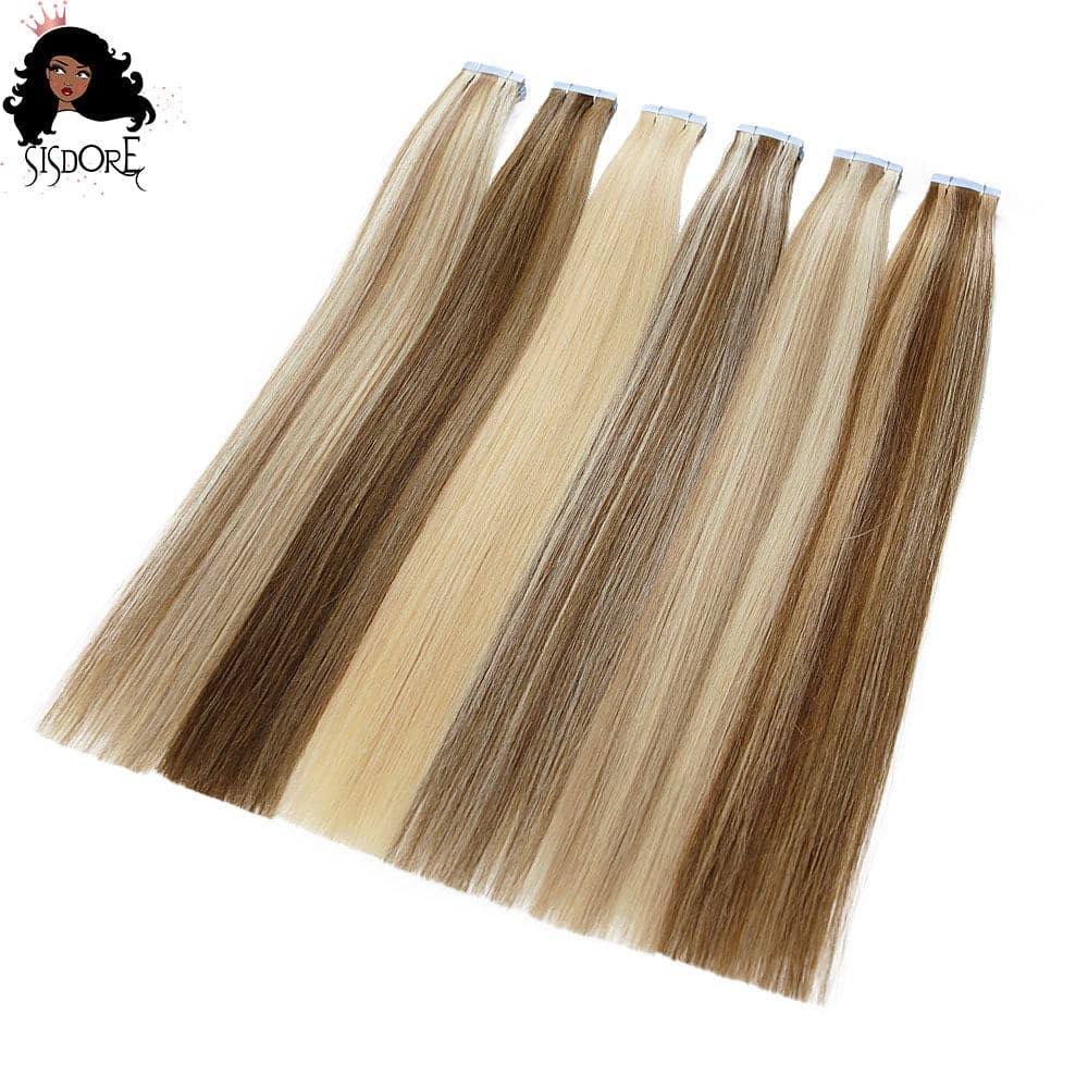 tape in human hair extensions highlight color straight
